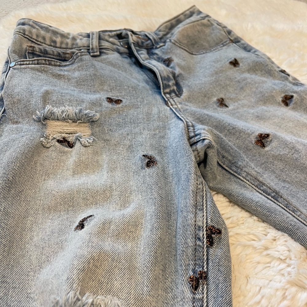 Butterfly Embroidered Denim Jeans Sz 1